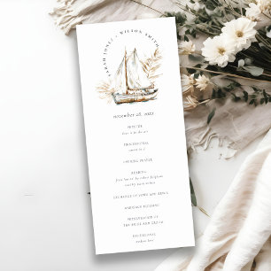 Boho Palm Sailboat Seascape Wedding Programme