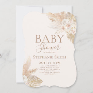 Boho Pampas Baby shower Invitation fille