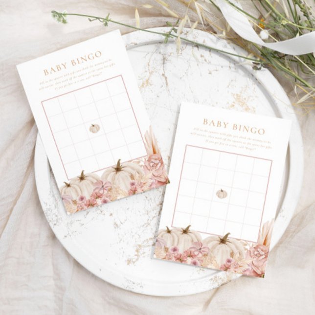 Boho Pampas Citrouille rose Bingo Jeu (Créateur téléchargé)