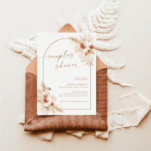 Boho Pampas Couples en laiton Invitation de douche