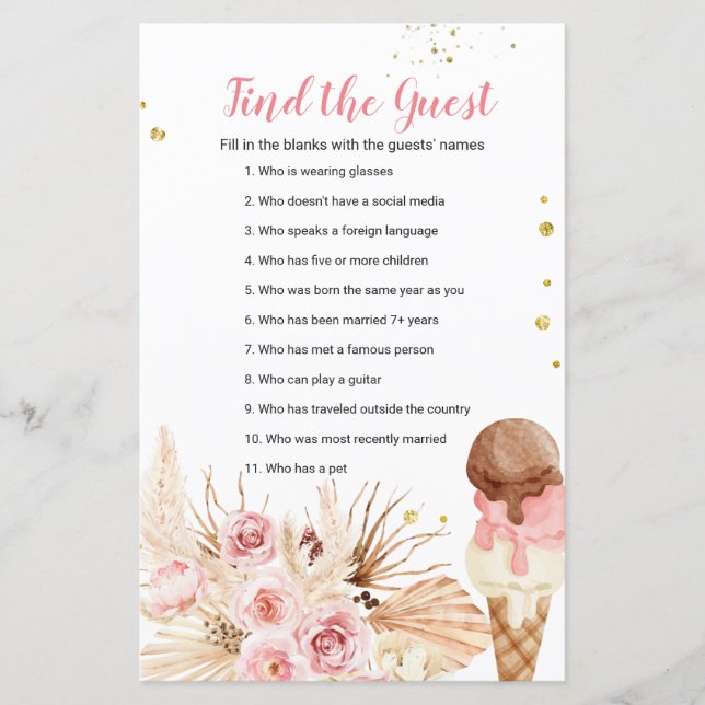 Boho Pampas Crème glacée Grass Trouvez le jeu Invi (Devant)