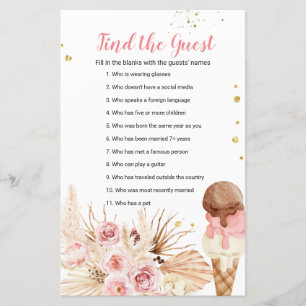 Boho Pampas Crème glacée Grass Trouvez le jeu Invi