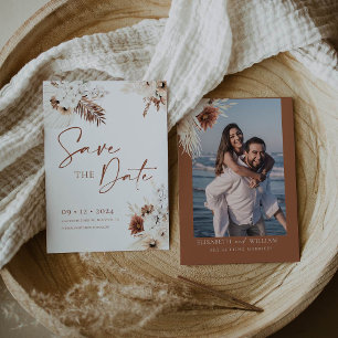 Boho Pampas Enregistrer la date Invitation
