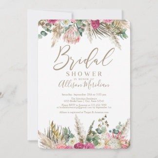 Boho Pampas Floral Desert Bridal Douche Invitation