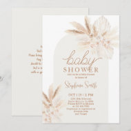 Boho Pampas Genre Neutre Baby shower Invitation