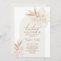 Boho Pampas Genre Neutre Baby shower Invitation