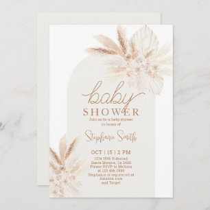 Boho Pampas Genre Neutre Baby shower Invitation