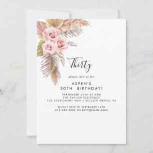 Boho Pampas Grass 30e anniversaire Invitation
