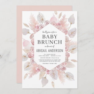 Boho Pampas Grass Baby Brunch Elégante Invitation
