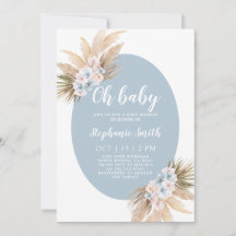 Boho Pampas Grass Baby shower Boy Invitation