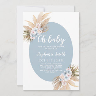 Boho Pampas Grass Baby shower Boy Invitation
