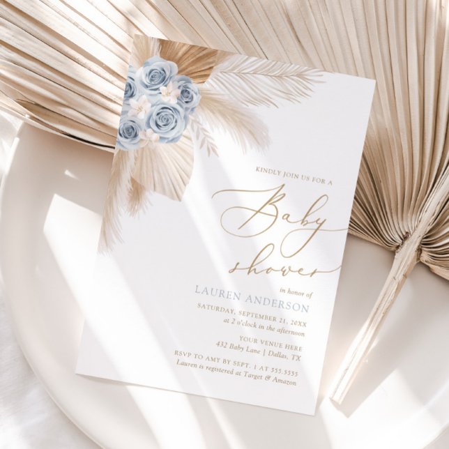 Boho Pampas Grass Boy Baby shower Invitation (Créateur téléchargé)