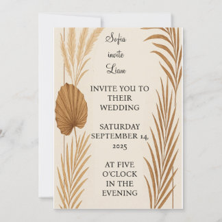 Boho Pampas Grass Faire-part de mariage | Minimali