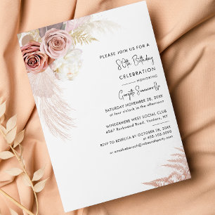 Boho Pampas Grass Floral 80e anniversaire Invitati