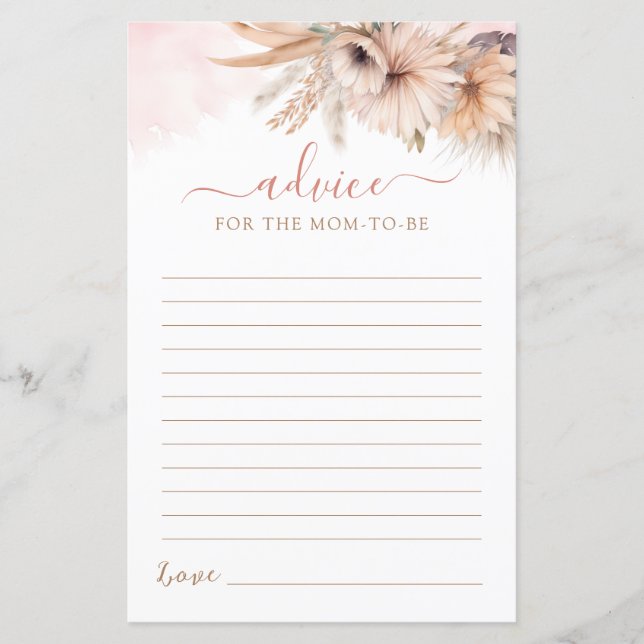 Boho Pampas Grass Floral Conseils Pour Maman D'Êtr (Devant)