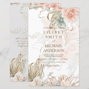 BOHO Pampas Grass Floral Coral Sage Mariage