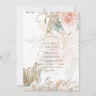 BOHO Pampas Grass Floral Coral Sage Mariage