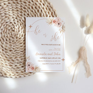 Boho Pampas Grass Genre Reveale Party Invitation
