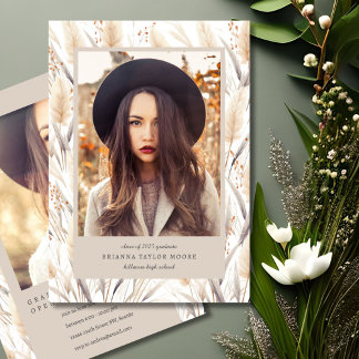 Boho Pampas Grass Graduate Photo Faire-part