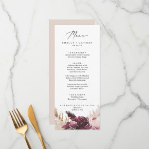 Boho Pampas Grass Mariage Dîner Menu