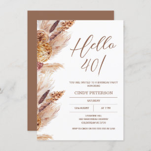 Boho Pampas Grass moderne Invitation Anniversaire