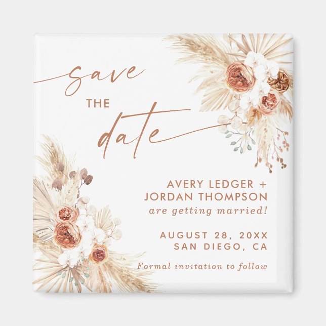 Boho Pampas Grass Save the Date Magnet (Devant)