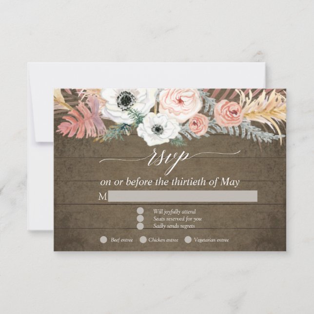 Boho Pampas Grass Tropical Floral Foliage RSVP (Devant)
