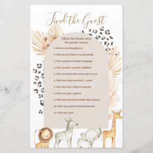 Boho Pampas Herbe Animaux sauvages Trouvez le jeu