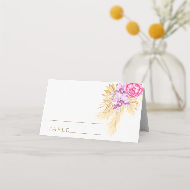Boho pampas herbe - cartes mariages places (Devant)