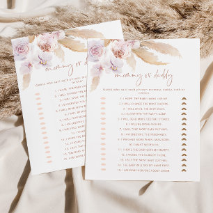 Boho pampas herbe maman ou papa jeu de baby shower