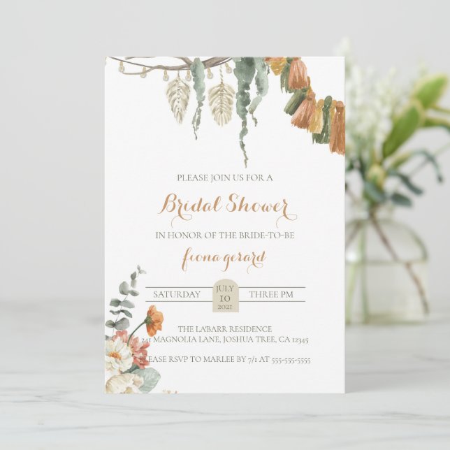 Boho Pampas Invitation de la douche nuptiale Moody (Debout devant)
