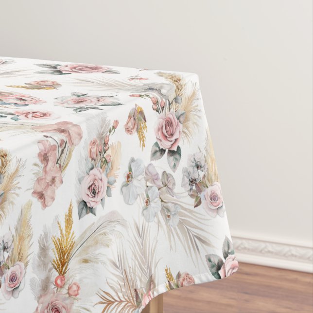 Boho Pampas Nappe en laiton Blush Floral (In Situ)