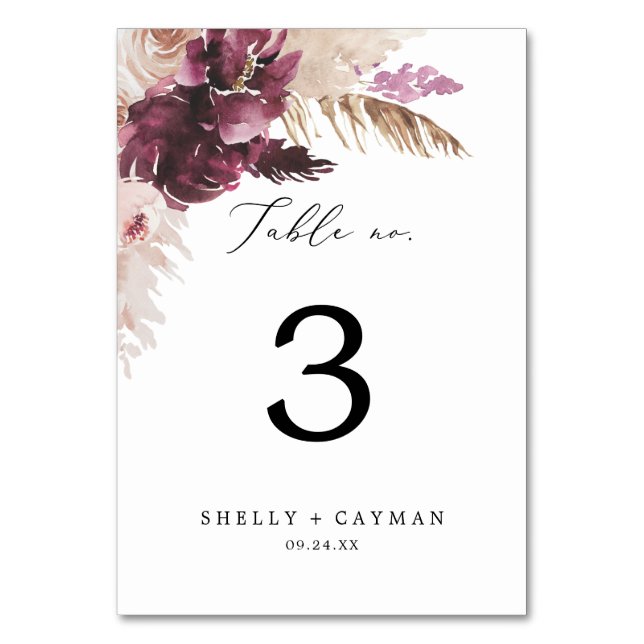 Boho Pampas Numéro de table (Par défaut)