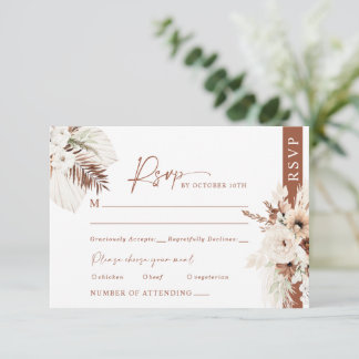 Boho Pampas Terracotta Mariage Carte RSVP Réponse