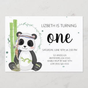 Boho Panda Invitations d'anniversaire - Girl