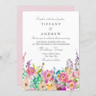 Boho Pastel Aquarelle Faire-part de mariage Floral