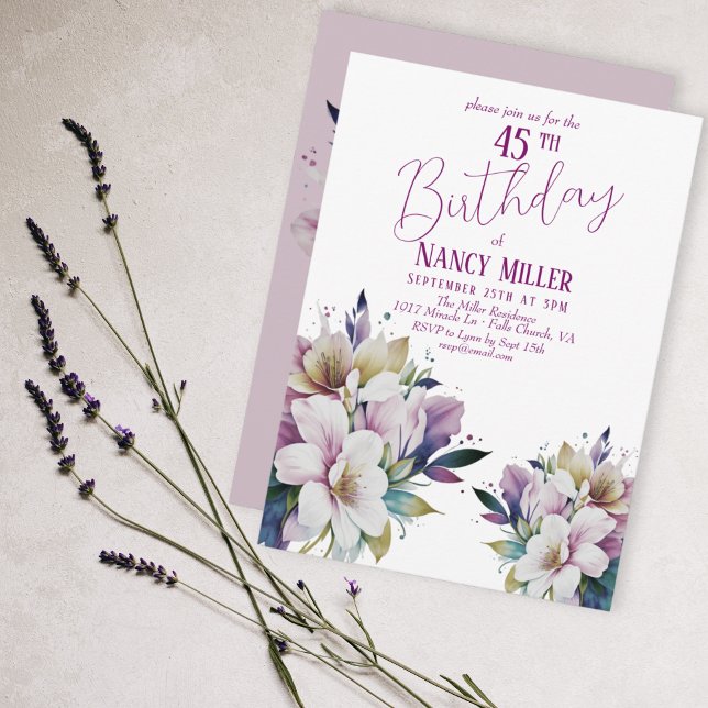 Boho Pastel Flowers 45e anniversaire Invitation (Créateur téléchargé)