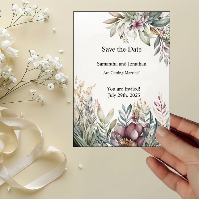 BOHO Pastel Garden Colors Enregistrer la carte Dat (Créateur téléchargé)