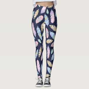 Boho Pastel Plumes Leggings