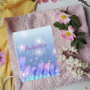 Boho Pastel Plumes Violettes Rose Étincelles Et No