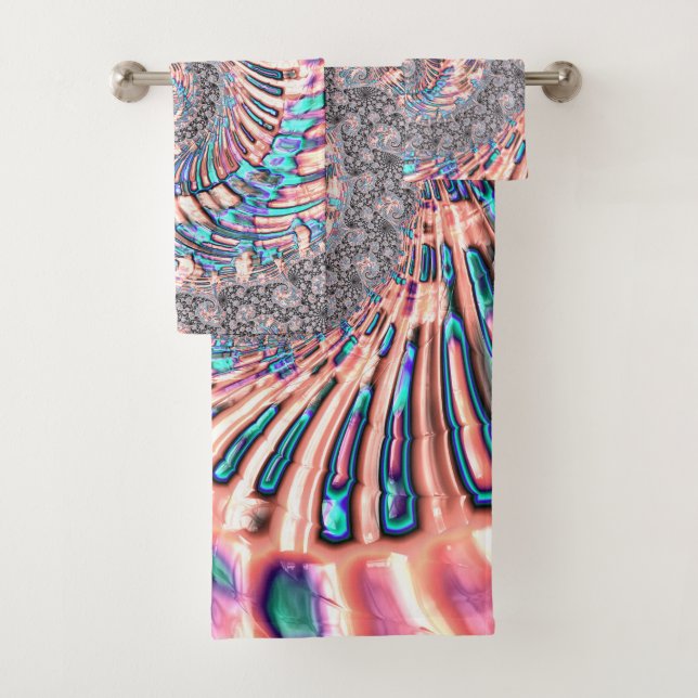 Boho Pastel rose et bleu spirale Abstraite fractal (En situation)