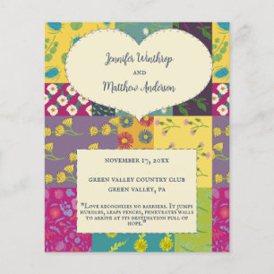 Boho Patchwork Quilt Maximalist Wedding Programme