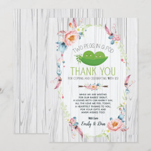 Boho Peas dans un Carte de remerciements de Baby s