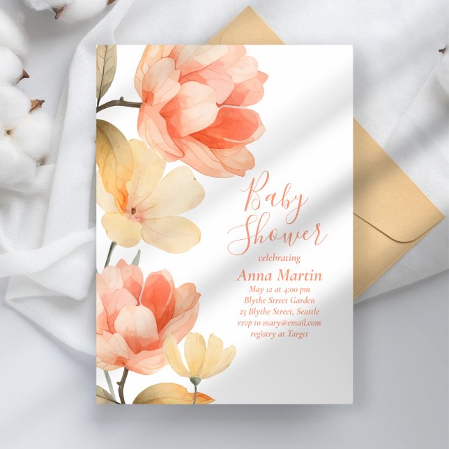 Boho Peonies Baby shower Invitation (Créateur téléchargé)