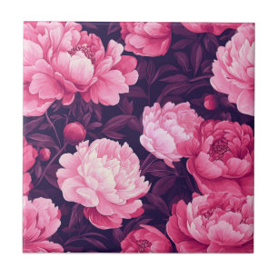 Boho Peonies Carreaux En Céramique Pour Murs De Cu