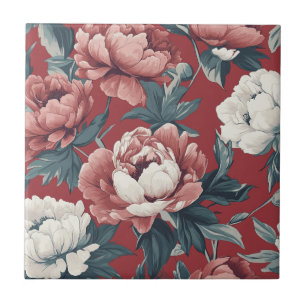 Boho Peonies Carreaux En Céramique Pour Parquet