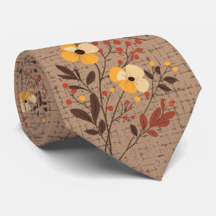 Boho personnalisé Fleur sauvage d'automne Cravate