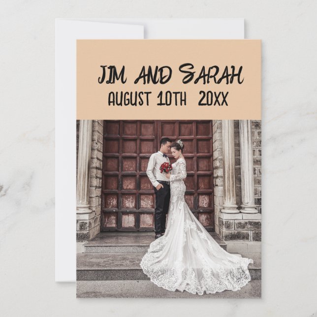 BOHO PHOTO MARIAGE MINIMILIST INVITATIONS PERSONNA (Devant)