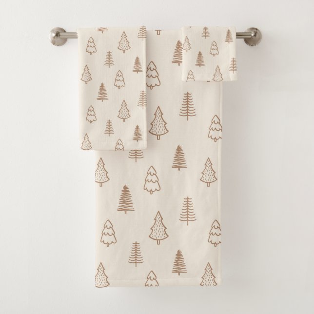Boho Pine Trees Modern Winter Forest Neutral Beige (En situation)