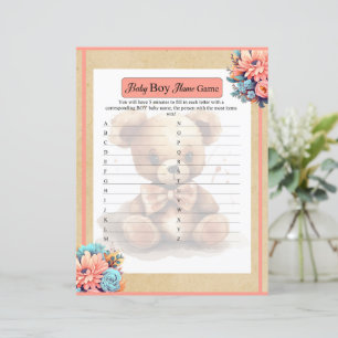 Boho Pink Bear Baby Nom du garçon Jeu